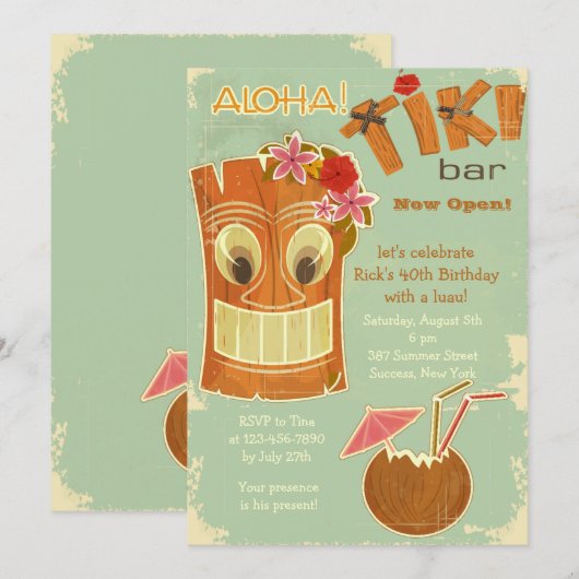 ティキバー招待状 招待状 (正面/裏面)