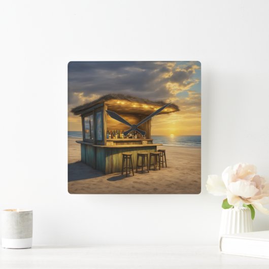 ティキバー- 4 - スクエア壁時計 (ホーム)