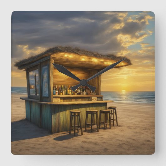 ティキバー- 4 - スクエア壁時計 (正面)