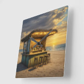 ティキバー- 4 - スクエア壁時計 (傾斜)