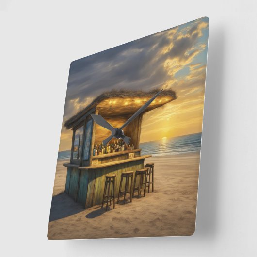 ティキバー- 4 - スクエア壁時計 (傾斜)