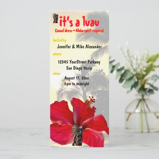 ティキパームツリールアウ(ハワイ式宴会)パーティー 招待状 (スタンド正面)
