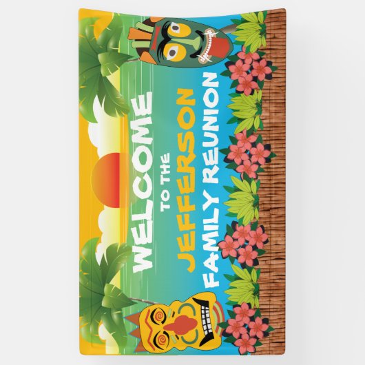 ティキビーチサンセットファミリー懇親会ウェルカム 横断幕 (縦)