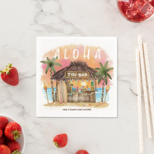 ティキビーチバートロピカルサーフ&シーベビーシャワー スタンダードカクテルナプキン (インサイチュ)