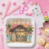 ティキビーチバートロピカルサーフ&シーベビーシャワー ペーパープレート (パーティー)