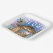 ティキビーチバームーンスターズトロピカル誕生日 ペーパープレート (傾斜あり)