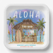 ティキビーチバームーンスターズトロピカル誕生日 ペーパープレート (正面)