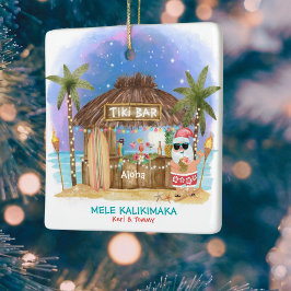 ティキビーチバームーンライトサンタトロピカルクリスマス セラミックオーナメント
