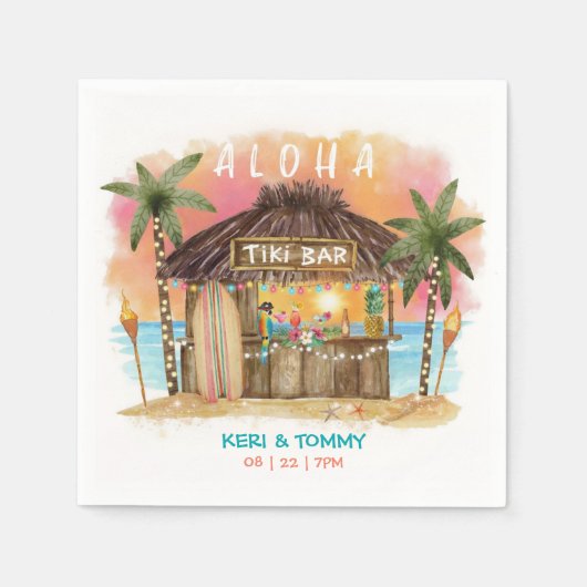 ティキビーチバー |トロピカルサンセットサーフ&シー スタンダードカクテルナプキン (正面)
