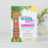 ティキビーチパーティー誕生日招待状 招待状 (スタンド正面)