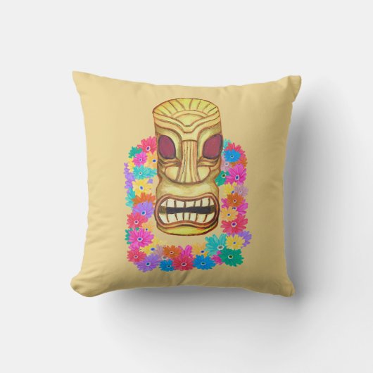 ティキヘッドハワイアンレイ クッション (正面)