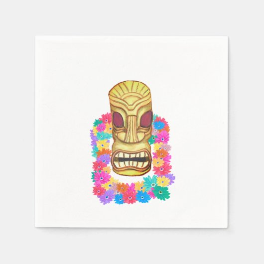 ティキヘッドハワイアンレイ スタンダードカクテルナプキン (正面)