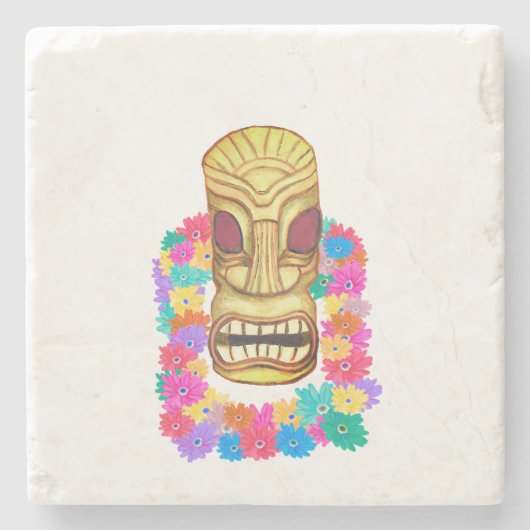 ティキヘッドハワイアンレイ ストーンコースター (正面)