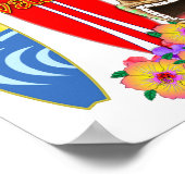 ティキホノルおもしろいルハワイサーフィン ポスター (角)