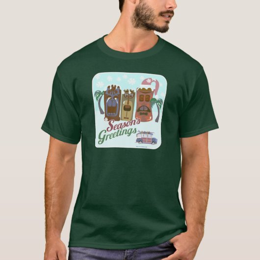 ティキホリデーミッドセンチュリーカルチャークリスマスデザイン Tシャツ (正面)