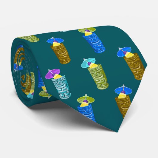 ティキマグトロピカルカクテルティール(緑がかった色)独身のサイド ネクタイ (ロール)