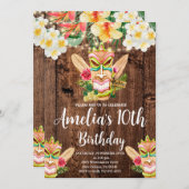 ティキマスクパーティー，アロハ，ルアウ（ハワイ式宴会）誕生日，熱帯地方 招待状 (正面/裏面)