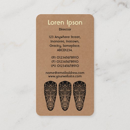 ティキマスク – 段ボール 名刺 (裏面)