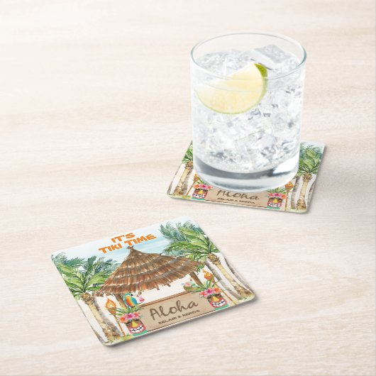 ティキルアウ | トロピカルビーチアロハ スクエアペーパーコースター (インサイチュ)