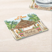 ティキルアウ | トロピカルビーチアロハ スクエアペーパーコースター (アングル)