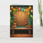 ティキルアウ（ハワイ式宴会）ハワイアントロピカルアイランドビーチ誕生日 カード (裏面)