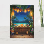 ティキルアウ（ハワイ式宴会）ハワイアントロピカルアイランドビーチ誕生日 カード (裏面)