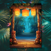 ティキルアウ（ハワイ式宴会）ハワイアントロピカルアイランドビーチ誕生日 招待状