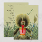 ティキ人形芝生ヤードパーティー招待状 招待状 (正面/裏面)