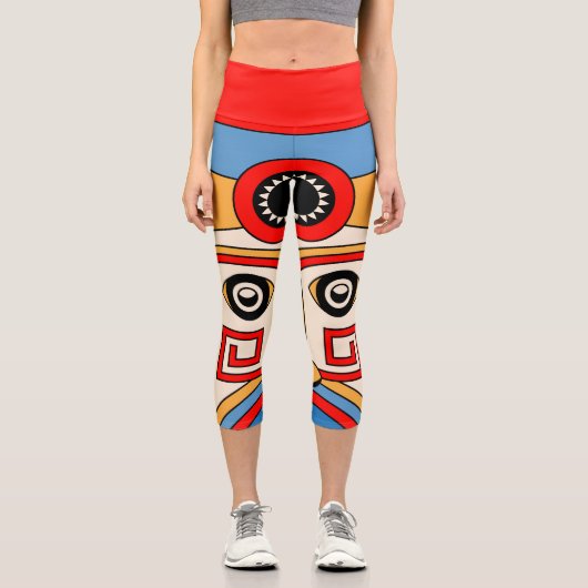 ティキ伝統的マスク カプリレギンス (正面)