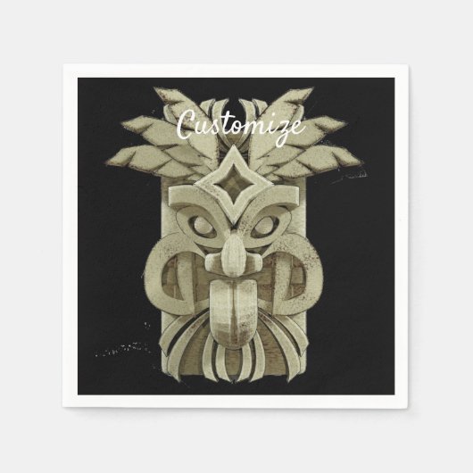 ティキ彫刻雷 スタンダードカクテルナプキン (正面)