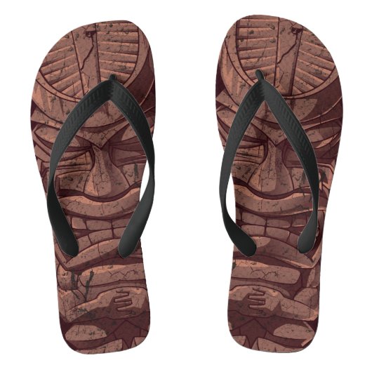 ティキ木像トーテム彫刻 ビーチサンダル (フットベッド)