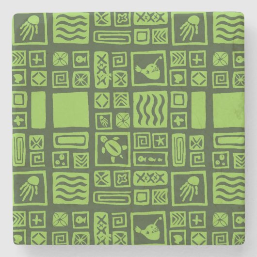 ティキ模様 ストーンコースター (正面)