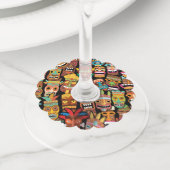 ティキ模様 ワイングラスタグ (クローズアップ)