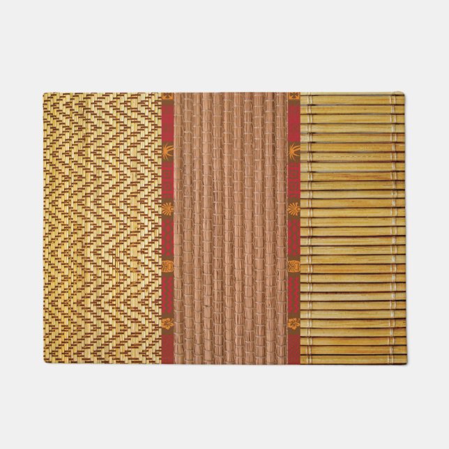 ティキ質感竹とリード ドアマット (正面)