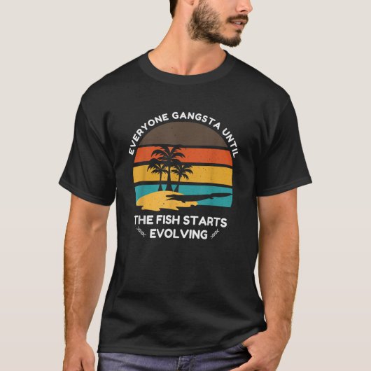 ティクタアリク ミーム 魚 祖先 進化 Tシャツ (正面)