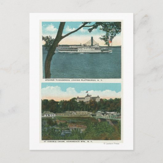 ティコンデロガ汽船及び使用可能な熱傷の見解 ポストカード (正面)