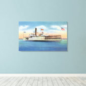 ティコンデロガ離れ汽船の港バーリントン キャンバスプリント (インサイチュ (ウッドフロア))