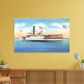 ティコンデロガ離れ汽船の港バーリントン キャンバスプリント (インサイチュ (リビング))