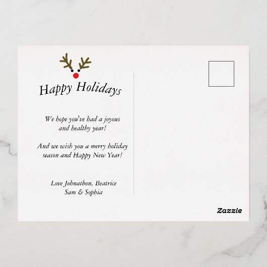 ティザシーソンビーチクリスマスとルドルフ 箔シーズンポストカード (裏面)