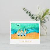 ティザシーソンビーチクリスマスとルドルフ 箔シーズンポストカード (立ち正面)