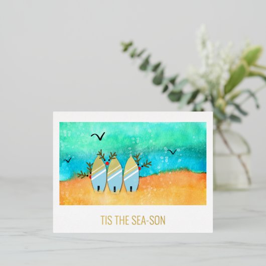ティザシーソンビーチクリスマスとルドルフ 箔シーズンポストカード (立ち正面)