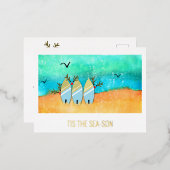 ティザシーソンビーチクリスマスとルドルフ 箔シーズンポストカード (正面/裏面)
