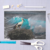 ティシュギフト紙、海及び営巣鳥 薄葉紙 (クラフト)