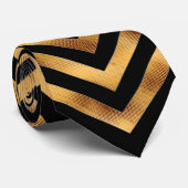 ティジザゴレトロブラック金ゴールドVストライプ ネクタイ (ロール)