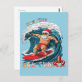 ティスザシーサン – サーフィンサンタ ポストカード (正面/裏面)