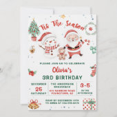 ティスザシーズンクリスマスホリデイ雪だるま誕生日 招待状 (正面)