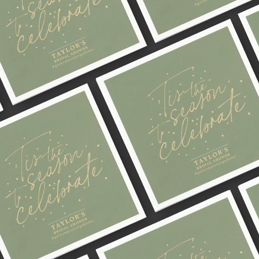 ティスザシーズングリーンモスウィンターブライダルシャワー スタンダードカクテルナプキン