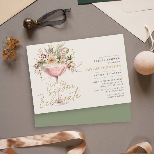 ティスザシーズングリーンモスウィンターブライダルシャワー 招待状
