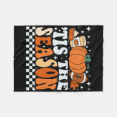 ティスザシーズンコーヒーパンプキンスパイスフットビロール秋 フリースブランケット (正面(横))