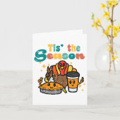 ティスザシーズンターキーパンプキンコーヒーレトロ感謝祭 カード (黄色い花)